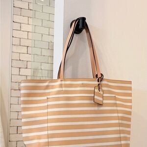 Kate Spade Beige and White Striped Tote